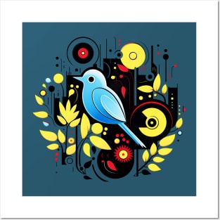 Geometric art style blue jay avian bird design nature themed wildlife lover Posters and Art